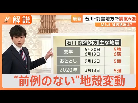 【解説】“前例のない”地殻変動　活発な地震活動はしばらく続くのでは？　石川・能登で震度６強の地震【Nスタ】｜TBS NEWS DIG