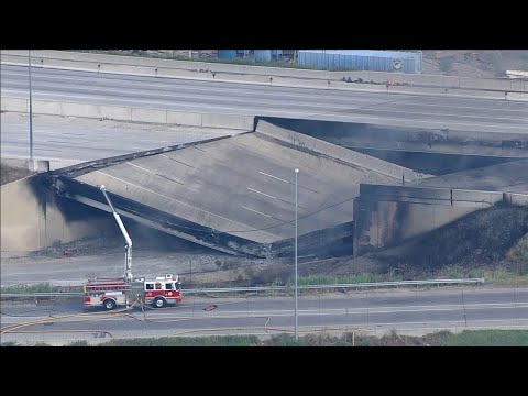 Interstate 95 northbound collapses in Philadelphia after tanker fire burns under overpass