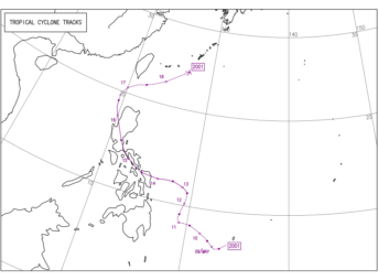 2020年（令和2年）に発生した台風の全経路図