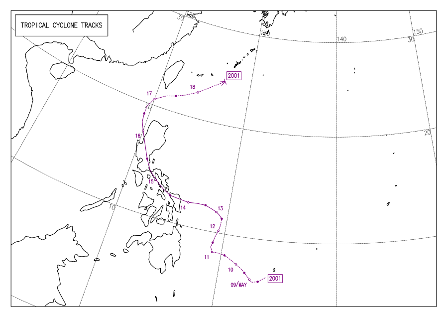 2020年（令和2年）に発生した台風の全経路図