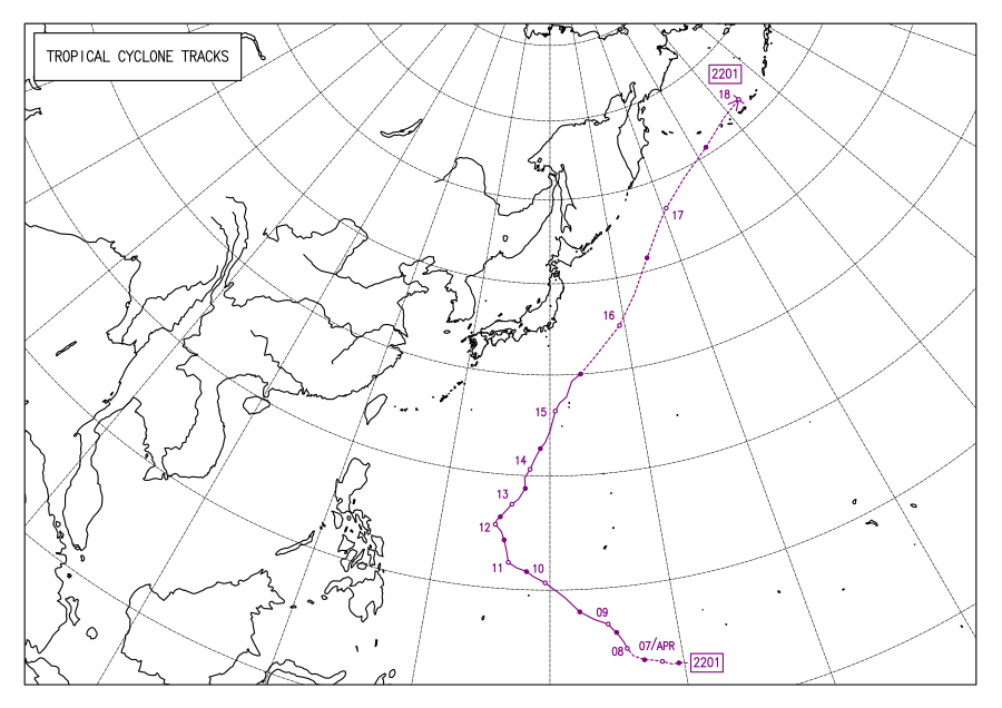 令和4年 台風経路