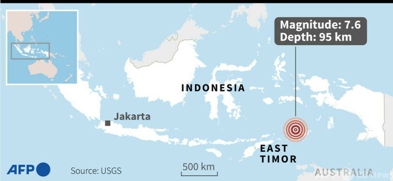 インドネシア タニンバル諸島付近でM7.6の地震