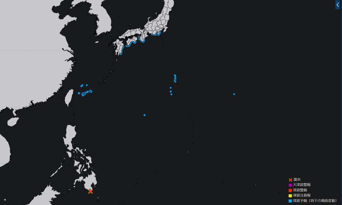 フィリピン付近でM7.2の地震 気象庁が津波予報 USGSはM6.7と発表