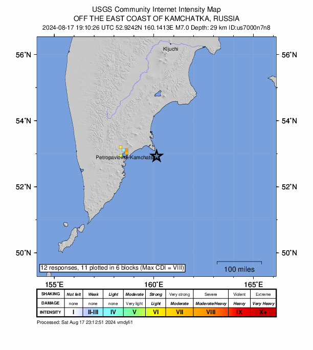 カムチャツカ半島沖でM7.0の地震、シベルチ火山が噴火 気象庁は津波予報（若干の海面変動）を発表