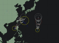令和7年台風7号・8号・9号でトリプル台風に 3つの台風が同時に存在するのは2024年11月以来