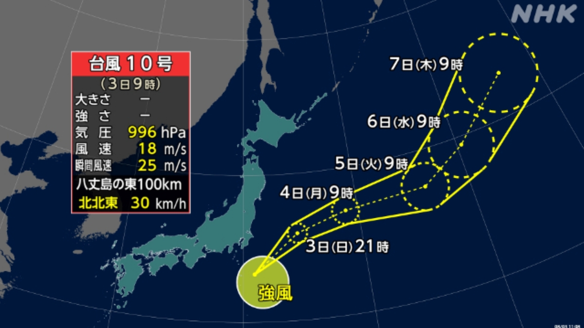 台風10号バイルー 2025年｜8月3日発生