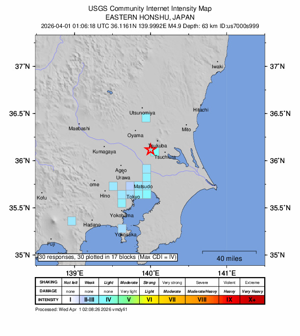 栃木県で震度5弱の地震 震源地は茨城県南部 M5.0｜2026年4月1日発生
