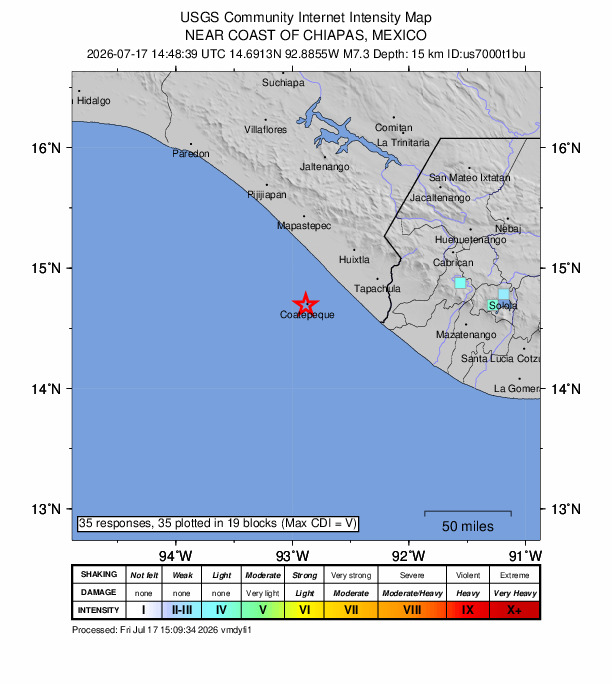 メキシコでM7.4の地震 津波警報を発令｜2026年7月17日