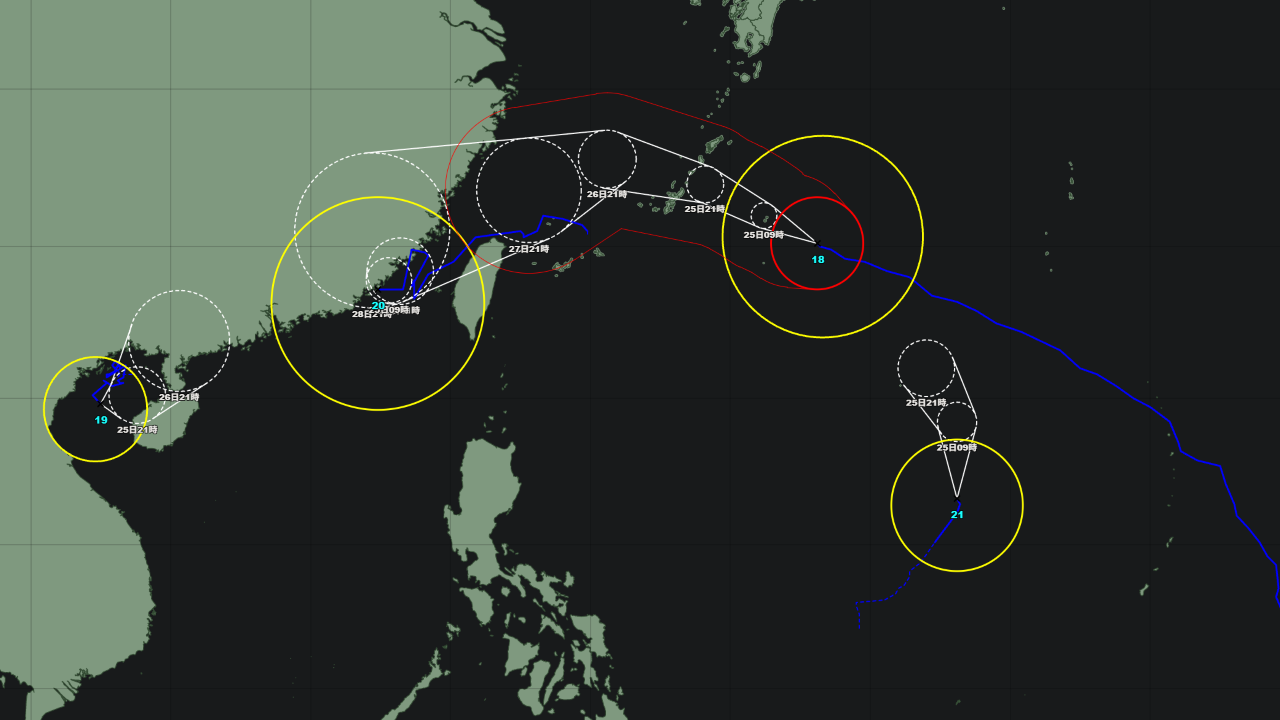 台風21号 アッサニー 2026年 クアドラプル台風（4つの台風が同時に存在）｜8月24日発生